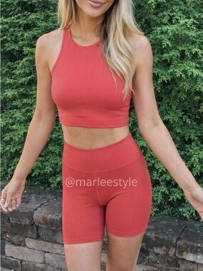 ALLFENIX Red/orange High Waist Bike Shorts Size S